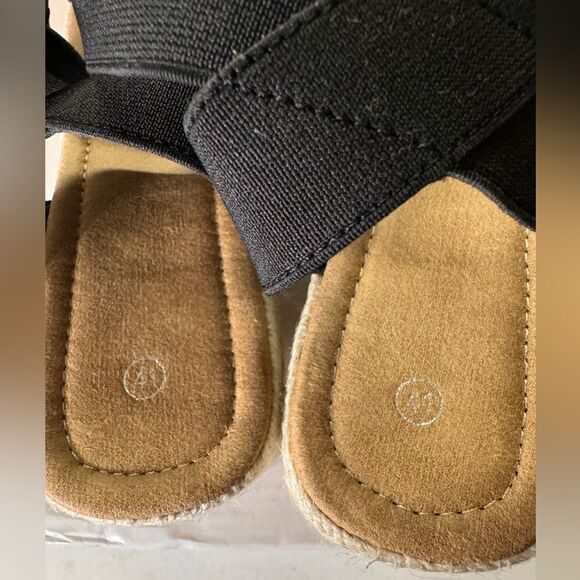 Black Wedge Espadrille Sandals - Picture 9 of 9